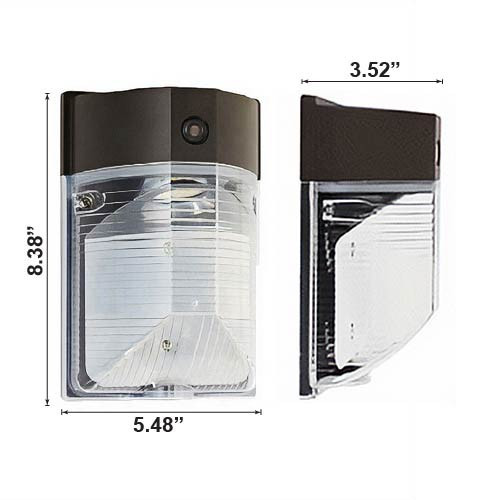 25 Watt LED Mini Wallpack With Photocell - 2700 Lumens - 5000K Daylight - 120-277V - Bronze Finish