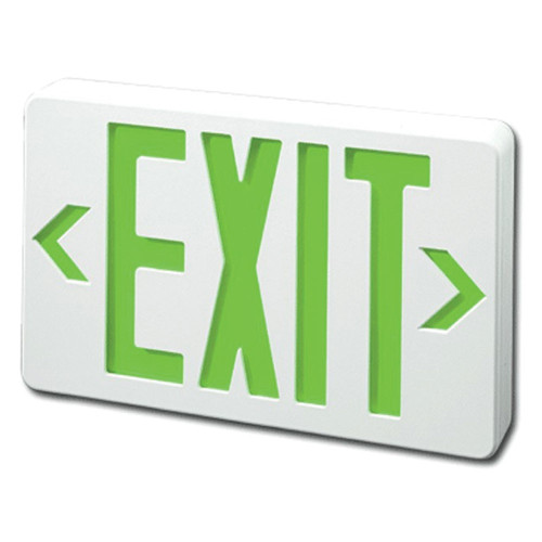 Smallest Compact LED Exit Sign White Housing and Green Letter