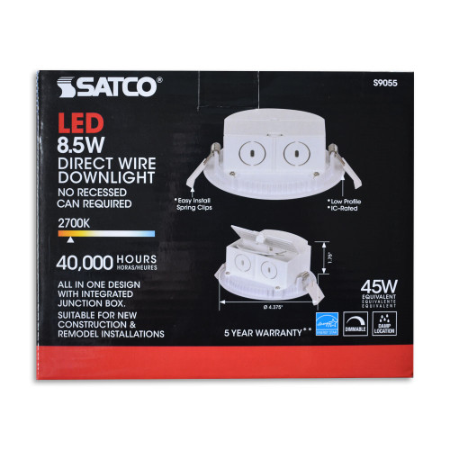 4 Inch Downlight Edge-lit - 8.5 Watt- 540 Lumens - 4000K Cool White - 120V - Dimmable - Recessed Can Not Required