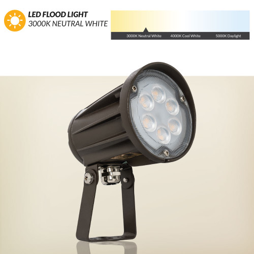15 Watt LED Landscape Bullet Flood Light Series 2, 1500Lumens, Trunnion mount, 3000K Warm White Color Temperature
