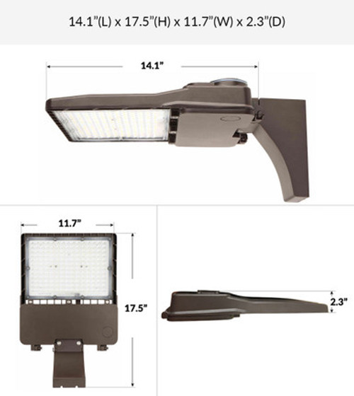 150 Watt LED Parking Lot Area Light - Pole Mount - 20800 Lumens - 5000K Daylight - 120-277V - Bronze Finish