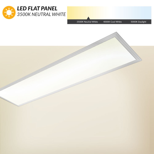 LED Flat Panel 1x4  - 3500K Neutral White - Dimmable - For Standard Drop Ceilings