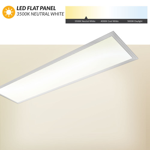 1x4 LED Flat Panel - 40 Watt - 4000 Lumens - 3500K Neutral White - 120-277V - Dimmable - With Surface Mount Kit