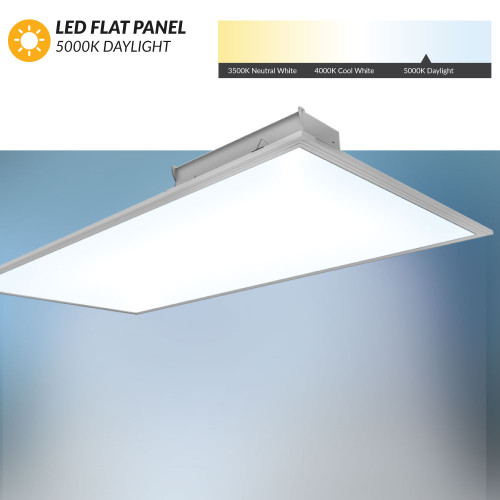 2x4 LED Flat Panel - 50 Watt - 5100 Lumens - 5000K Daylight - 120-277V - Dimmable - With Surface Mount Kit