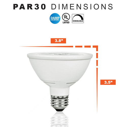 LED PAR30 Shortneck Bulb - 10 Watt - 750 Lumens - 2700K Warm White - E26 Medium Base - 120V - Dimmable