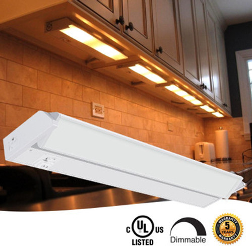 12 Inch LED Undercabinet Light - 5 Watt - 275 Lumens - Color Selectable 27K/30K/40K - 120V - White Finish - Dimmable With Adjustable/HI-Low Switch