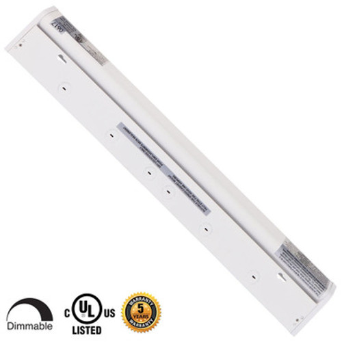 24 Inch LED Undercabinet Light - 12 Watt - 650 Lumens - Color Selectable 27K/30K/40K - 120V - White Finish - Dimmable With Adjustable/HI-Low Switch