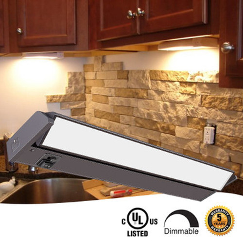 21 Inch LED Undercabinet Light - 8 Watt - 450 Lumens - Color Selectable 27K/30K/40K - 120V - Bronze Finish - Dimmable With Adjustable/HI-Low Switch