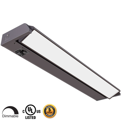 21 inch LED Undercabinet Lighting - 8 Watt, Bronze, with swivel lens, changeable color temperature and hi-low switch