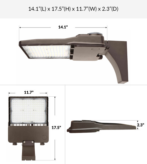 150 Watt LED Parking Lot Light 5000K Color Temperature with Wall Mount and PIR Motion Sensor