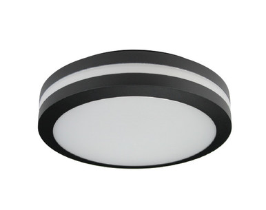 Black Round LED Bulkhead Light - Ceiling or Wall Mount - Outdoor Wet Location UL Listed - 14 Watt - 1350 Lumens - 3000K