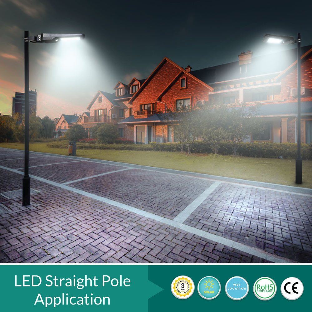 Best Solar LED Parking or Street Light - Dusk to Dawn  - 40 Watt 4800 Lumens - Programmable with Remote