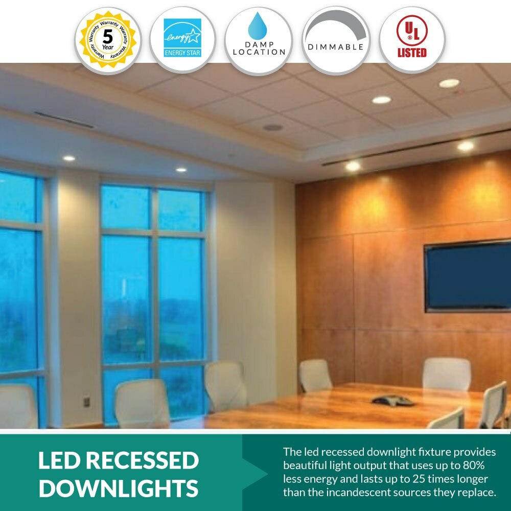 LED Can Light Retrofit for 6 Inch Recessed Downlight - 16W - 1400 Lumens  - 2700k Warm White