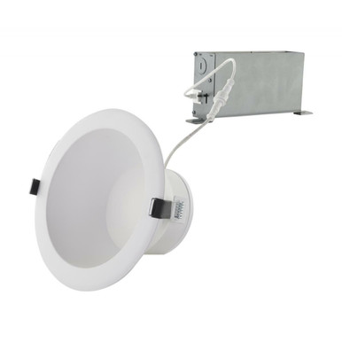 8 Inch LED Commercial Downlight - Selectable 19/26/32 Watt - 1600-2450 Lumens - Color Selectable 27K/30K/35K/40K/50K - 120V - New Construction Plate Included - Wide 80 Degree beam