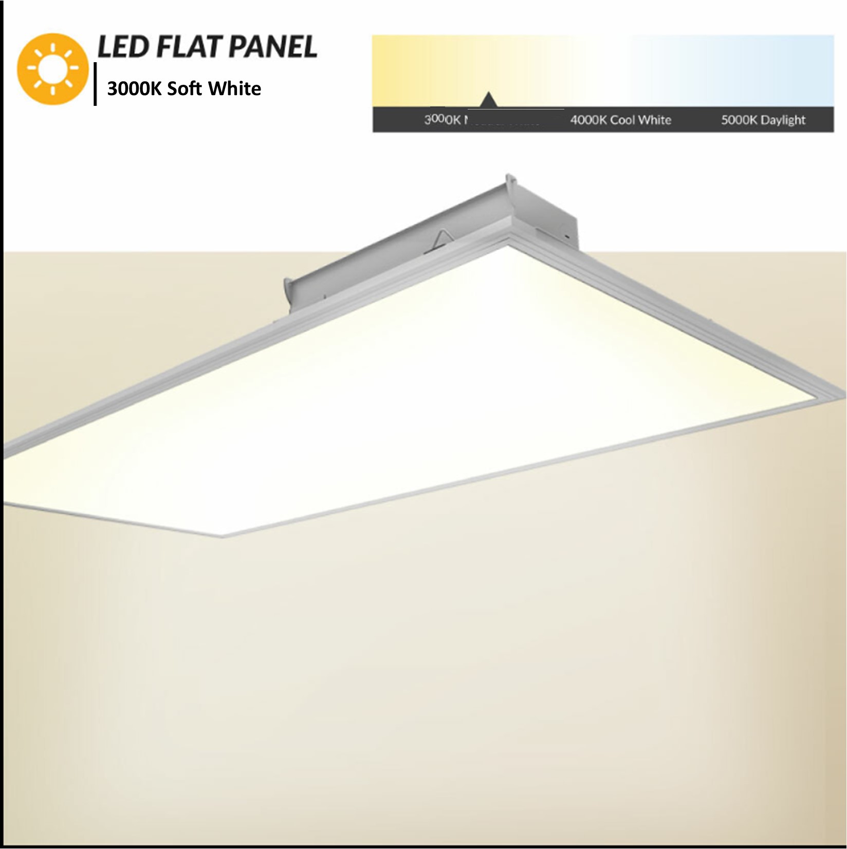 LED Flat Panel 2X4  - 3000K -  Drop Ceiling Light - Soft White - Dimmable