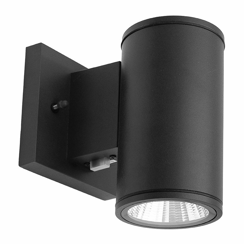 6 Watt LED Sconce Cylinder - 400 Lumens - Color Selectable 30K/40K/50K - 120V - Black Finish - Dimmable Down Light
