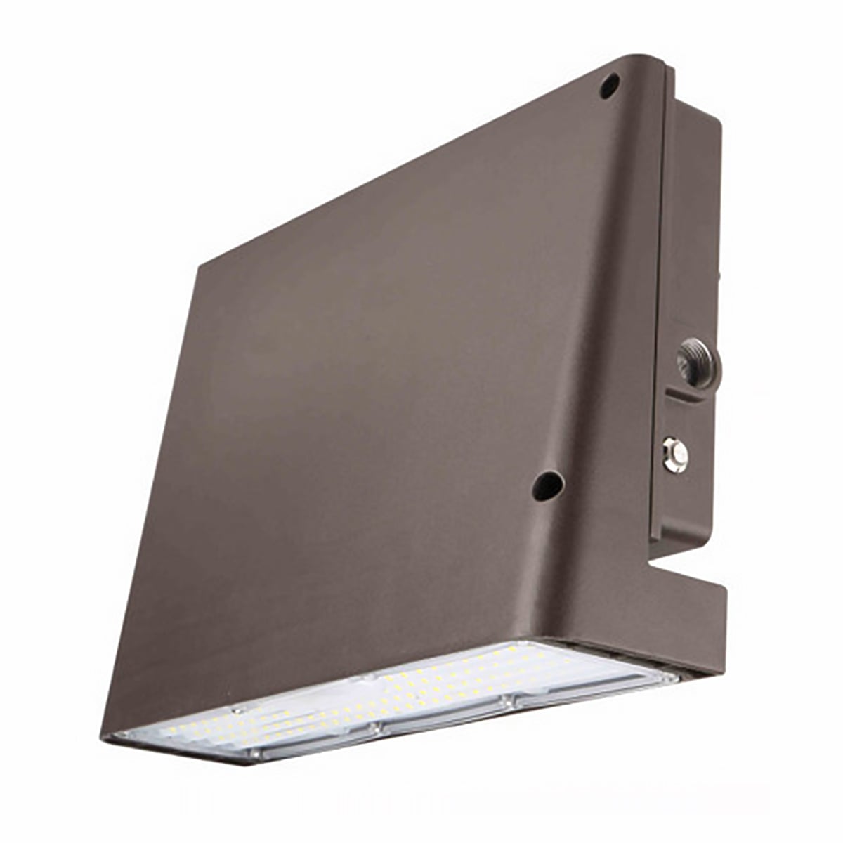 Slim full cut off LED wall pack fixture, bronze, 3000K 4000K 5000K selectable, optional photocell