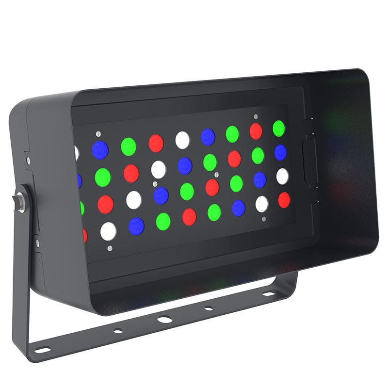 RGBW Black Square Flood Light 96W App Controlled With Full Glare Shield