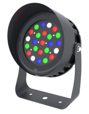RGBW Black Round Flood Light 72W App Controlled With Half Glare Shield