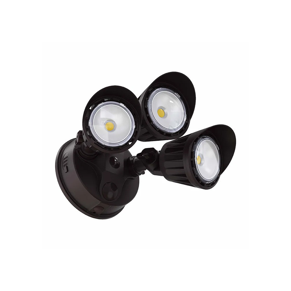 3-Head Bronze LED Security Fixture – 30W, 2800 lm, Tunable CCT