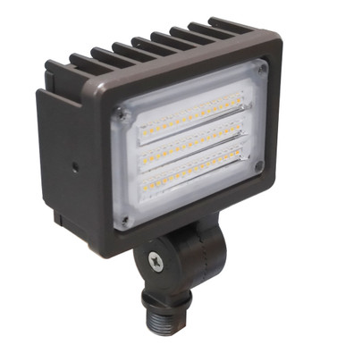 LED Outdoor Flood Lights - 16 Watt - Knuckle Mount - 2000 Lumens - Color Selectable 35K/40/50K - 120-277V - Bronze Finish