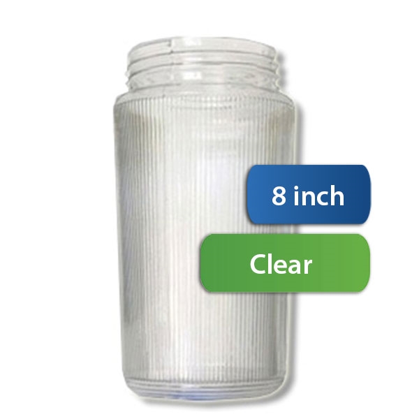 8 Inch Plastic Cylinder Threaded Lip Opening Clear Ribbed Lexan