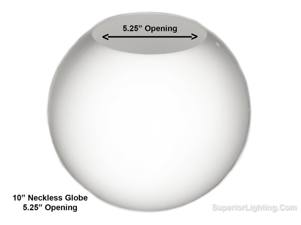 10 Inch Plastic Globe Neckless Opening White Acrylic