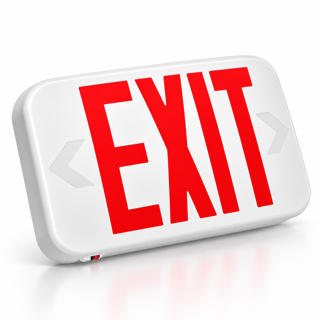 LED Exit Sign - Red Letters - Battery Backup - White Housing