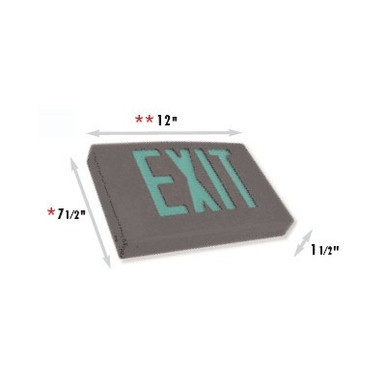 Black Cast Aluminum Exit Sign With Green Letters - 1 Sided
