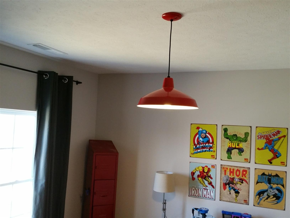 Red Industrial Warehouse Style Pendant - 16" Diameter