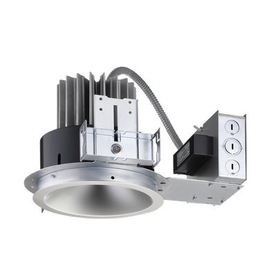 6IN L-Series New Construction Downlight,Hyperbolic Single Wall Wash,Clear Semi-Specular,White Flange