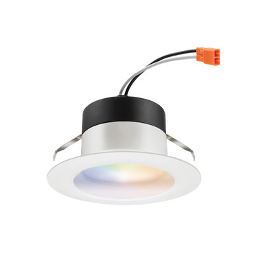 4IN RetroBasic Connect Smart RGBW Smooth Downlight,Dynamic Color Red Green Blue White,Matte White,