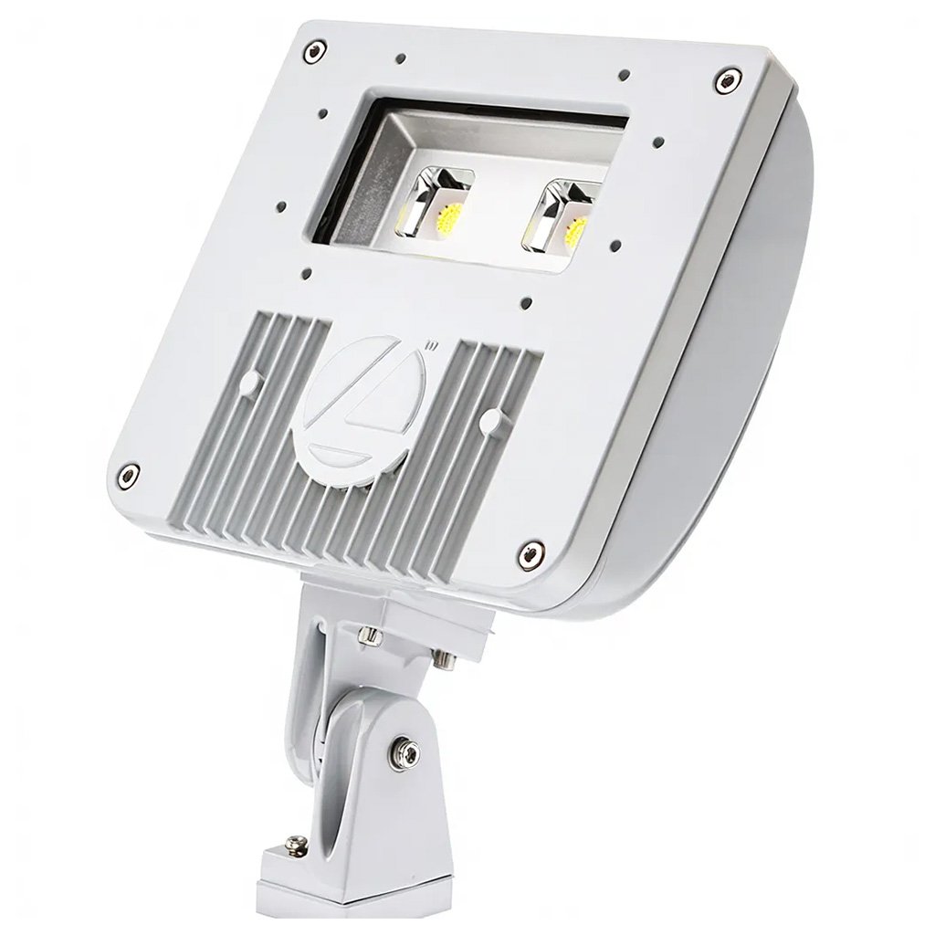 LED Flood Luminaire, Package 1, 4000K, Wide Flood Distribution, 120-277V, Integral Slipfitter, White Finish
