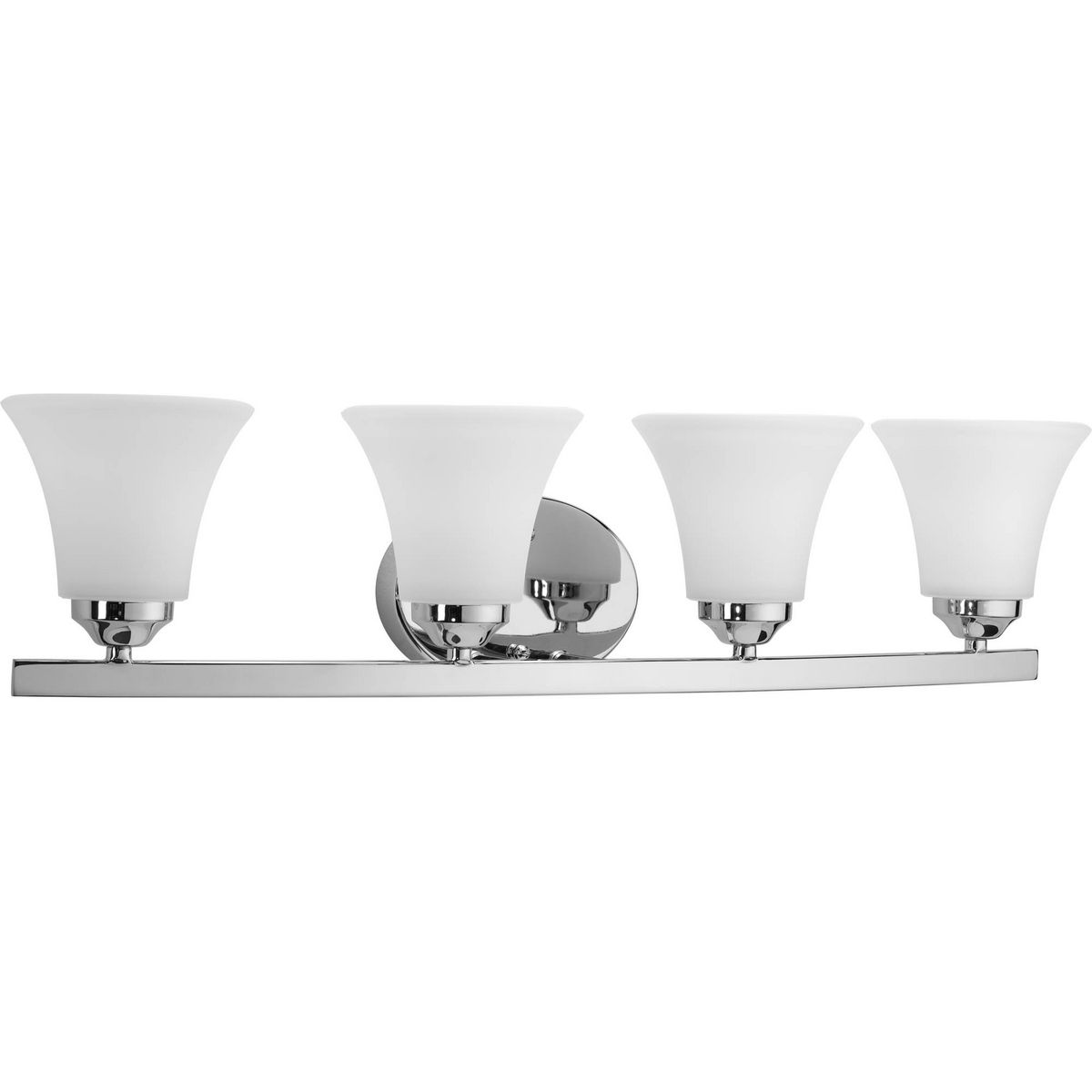 Adorn Collection Four-Light Polished Chrome Etched Glass Traditional Bath Vanity Light - Damp Location Listed