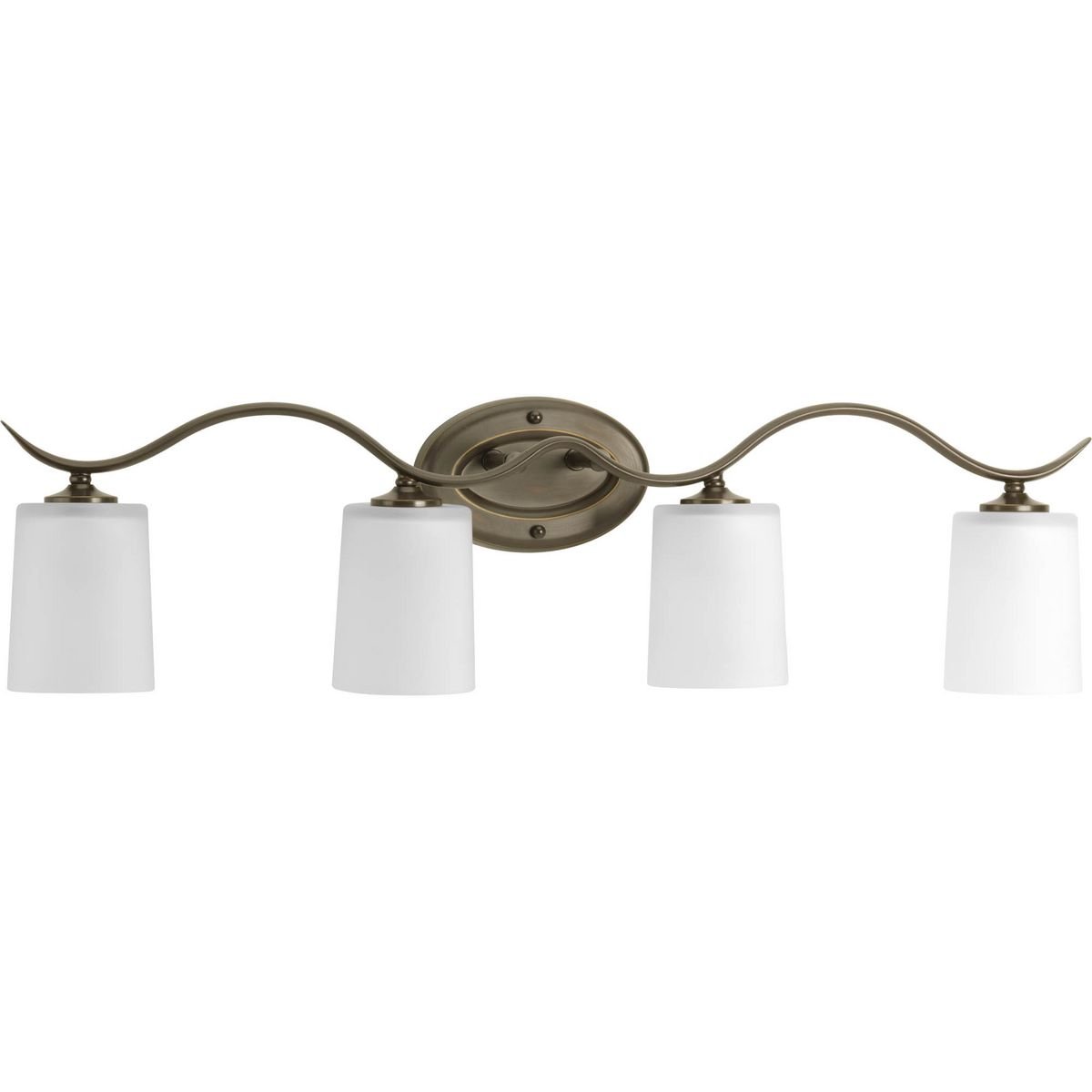 Progress Lighting Bath & Vanity Light - Inspire Collection Four-Light Antique Bronze Etched Glass Traditional Bath Vanity Light - Model P2021-20