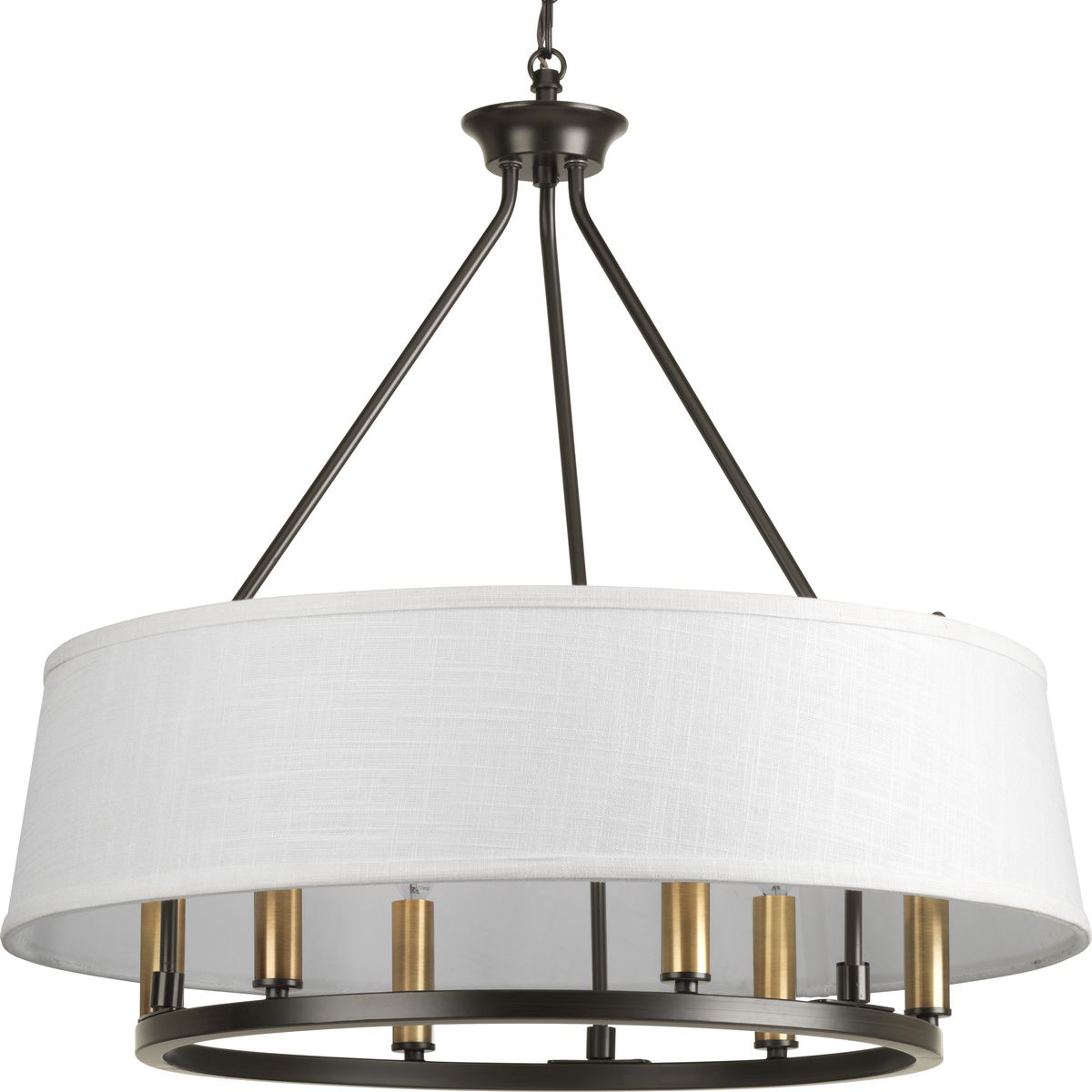 Cherish Collection 24 " Six-Light Antique Bronze Coastal Chandelier Light with Summer Linen Shade - Dry Location Listed