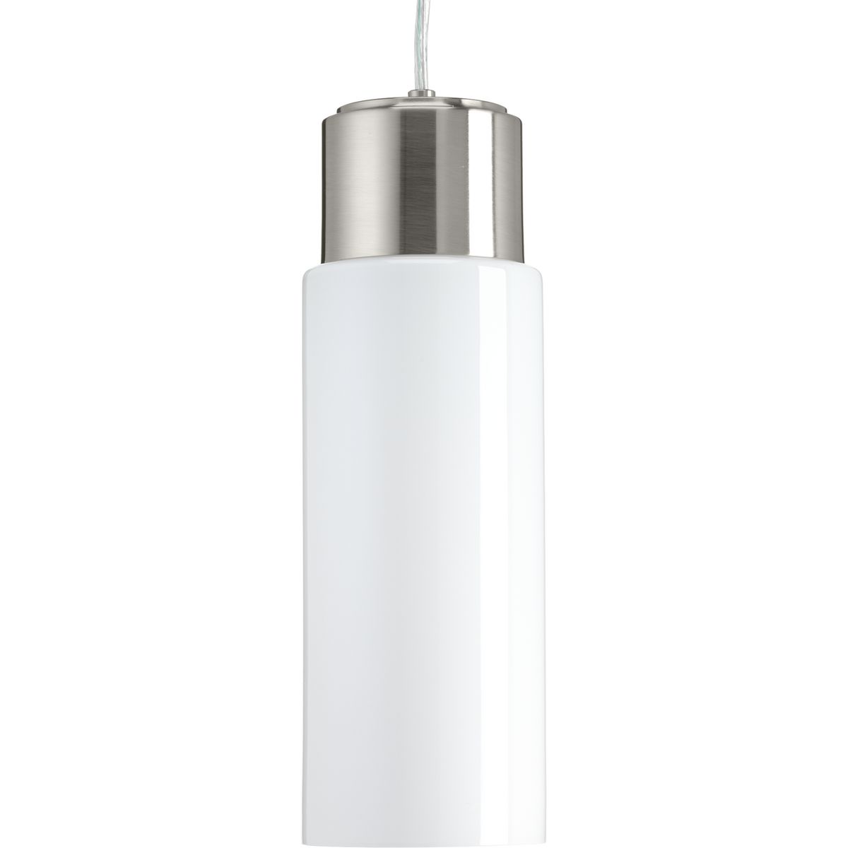 Progress Lighting Pendants Light - Neat LED Collection One-Light Brushed Nickel Glossy Opal Glass Coastal Pendant Light - Model P500065-009-30
