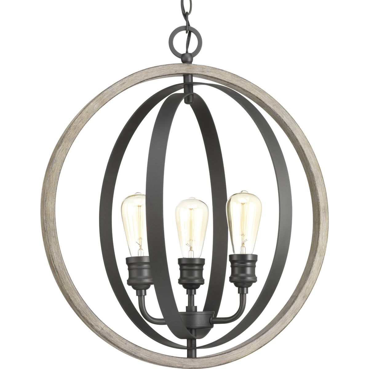 Conestee Collection Three-Light Graphite Farmhouse Pendant Light - Dry Location Listed