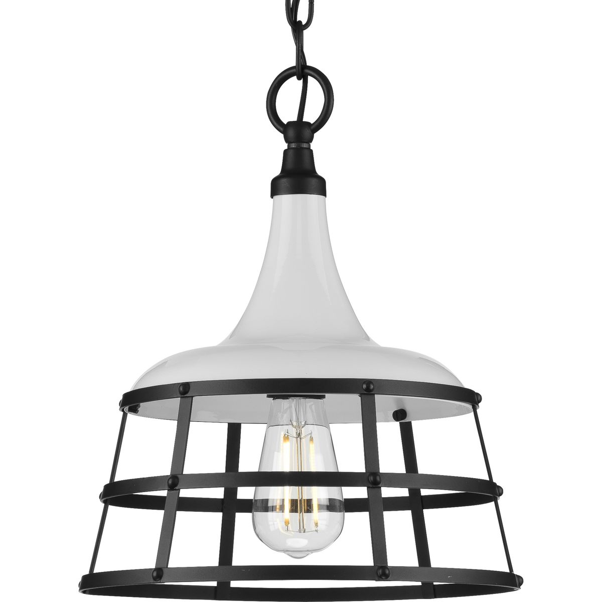 Progress Lighting Pendants Light - Bastille Collection One-Light White Coastal Pendant Light - Model P500236-030