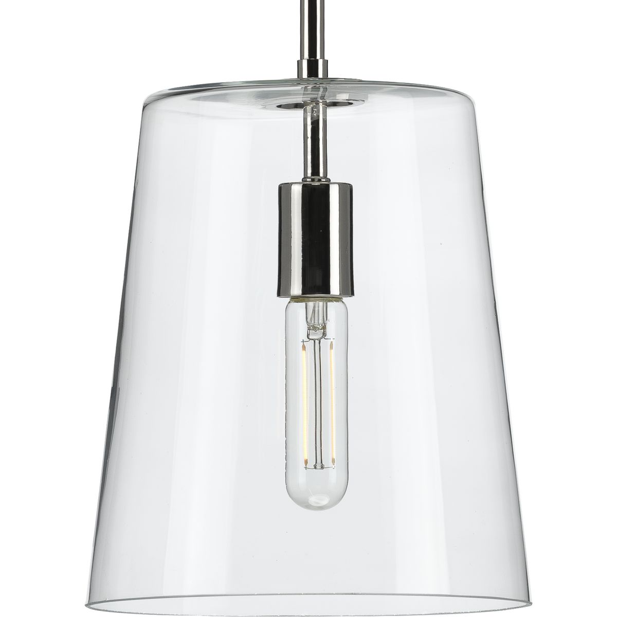 Clarion Collection One-Light Polished Nickel Clear Glass Transitional Pendant - Dry Location Listed - Model P500242-104