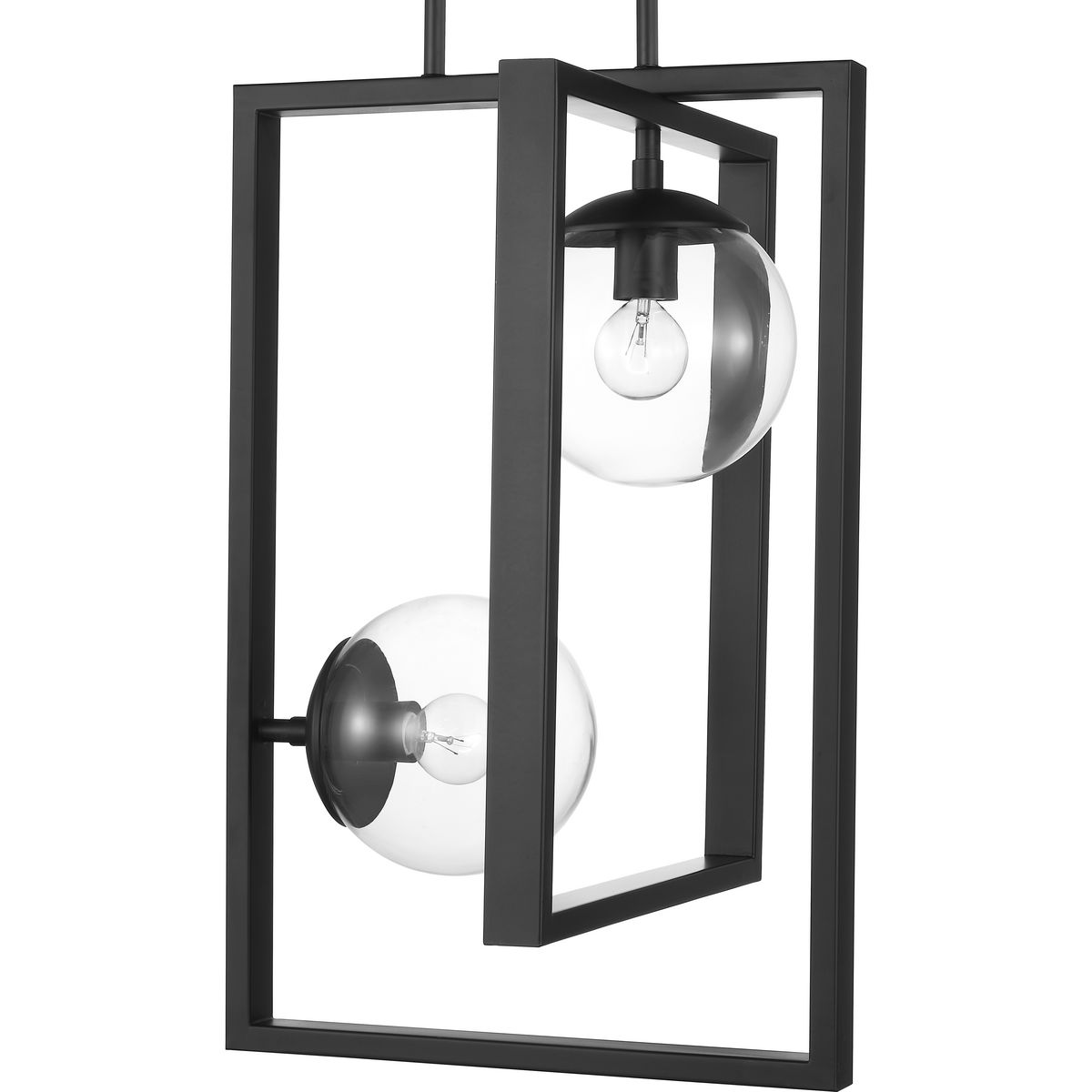 Progress Lighting Pendants Light - Atwell Collection Two-Light Matte Black Clear Glass Luxe Pendant Light - Model P500284-031