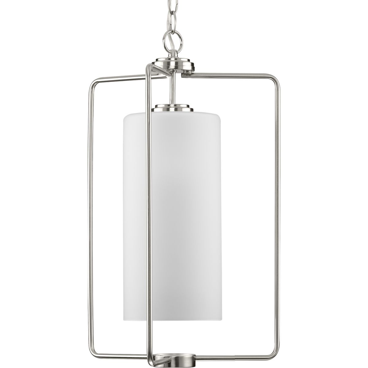 Progress Lighting Hall & Foyer Light - Merry Collection One-Light Brushed Nickel and Etched Glass Transitional Style Foyer Pendant Light - Model P500333-009