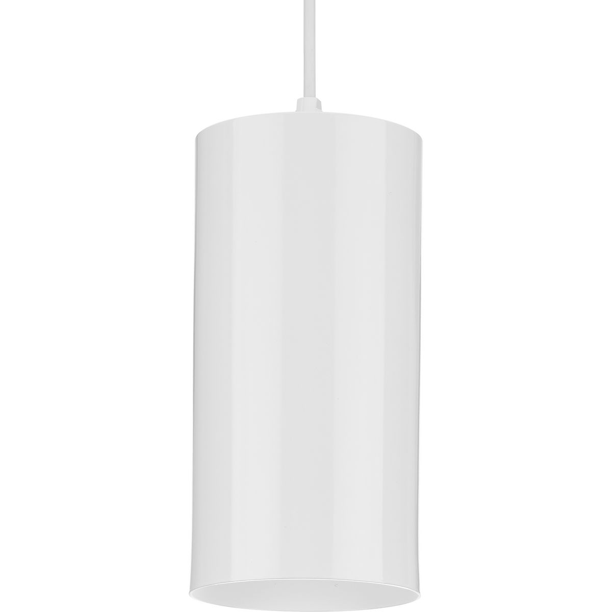 6" White Outdoor Aluminum Cylinder Cord-Mount Hanging Light - Damp Location Listed