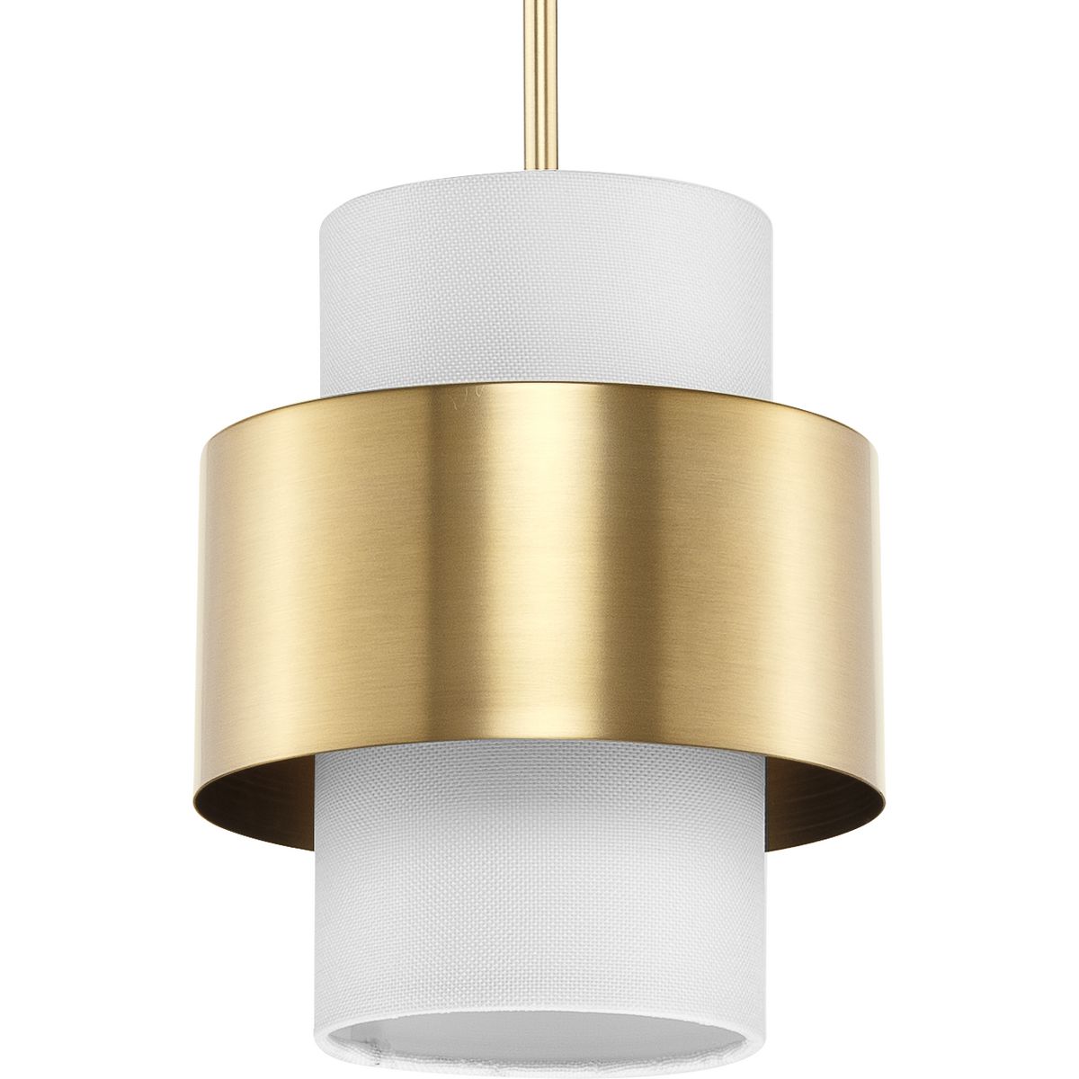 Progress Lighting Pendants Light - Silva Collection One-Light Brushed Bronze White Linen Shade Pendant - Model P500398-109