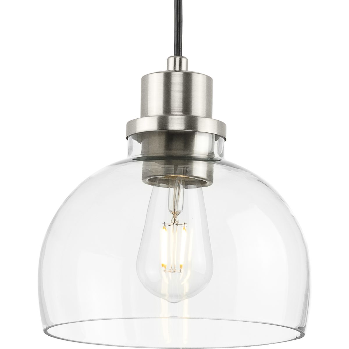 Progress Lighting Pendants Light - Garris Collection One-Light Brushed Nickel Clear Glass Transitional Mini-Pendant - Model P500405-009