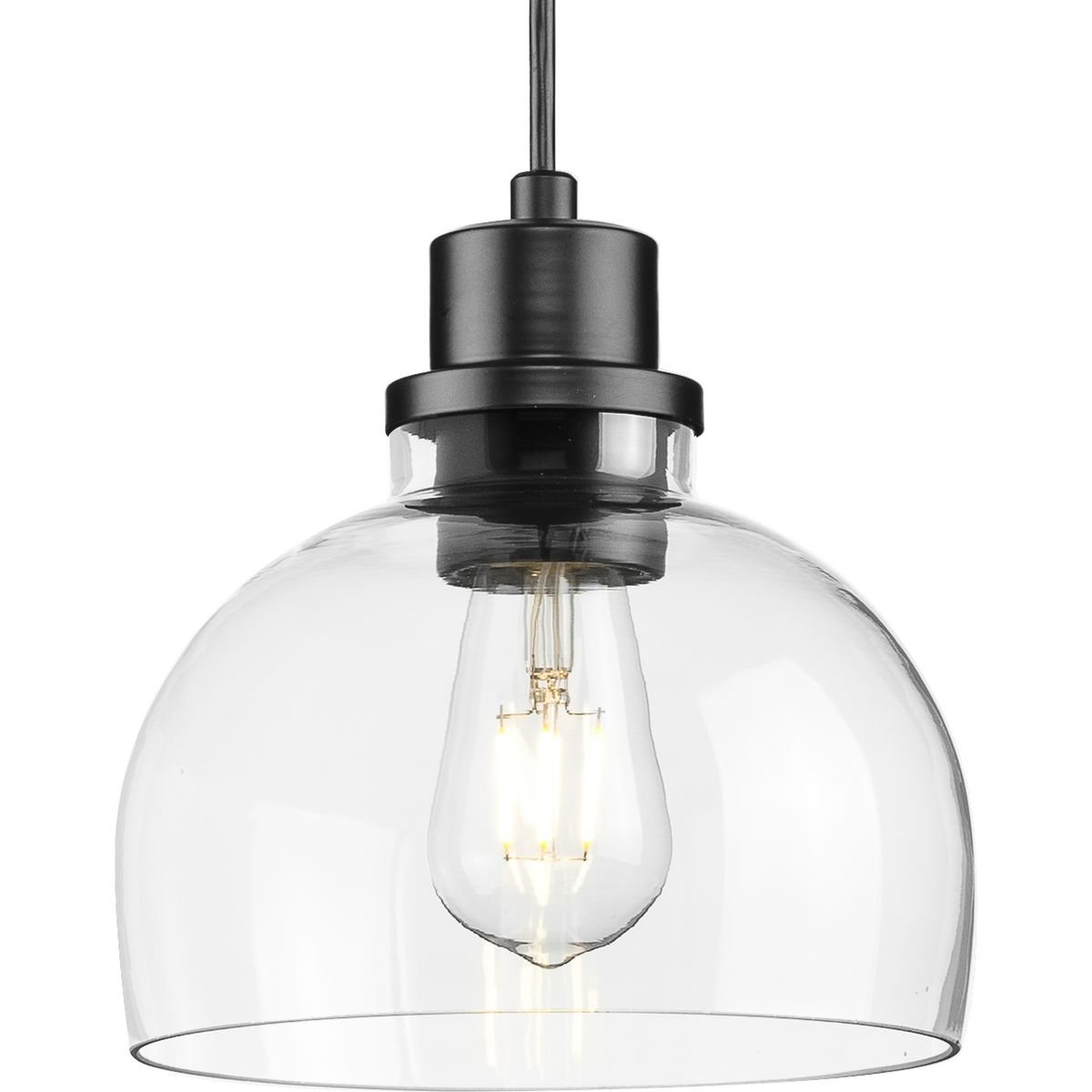 Progress Lighting Pendants Light - Garris Collection One-Light Matte Black Clear Glass Transitional Mini-Pendant - Model P500405-31M