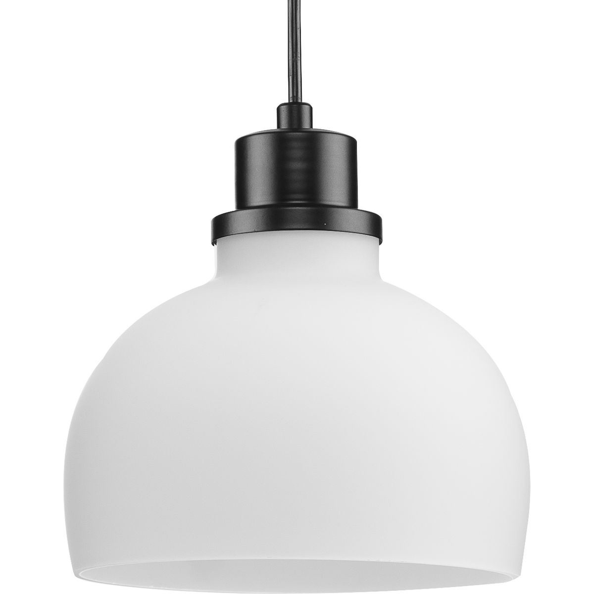 Garris Collection One-Light Matte Black Etched Opal Glass Transitional Mini-Pendant - Dry Location Listed