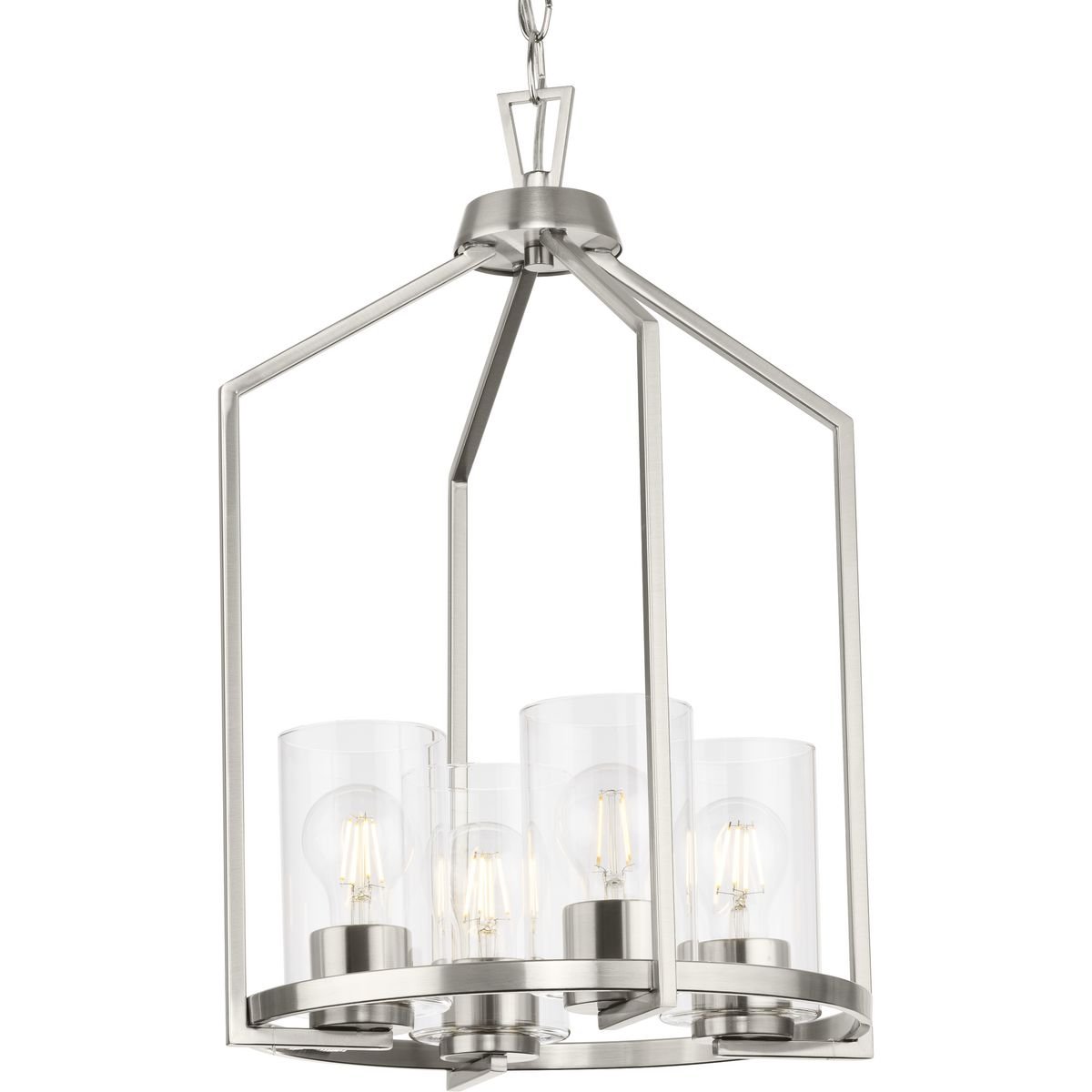Progress Lighting Hall & Foyer Light - Goodwin Collection Four-Light Brushed Nickel Modern Farmhouse Hall & Foyer Light - Model P500411-009