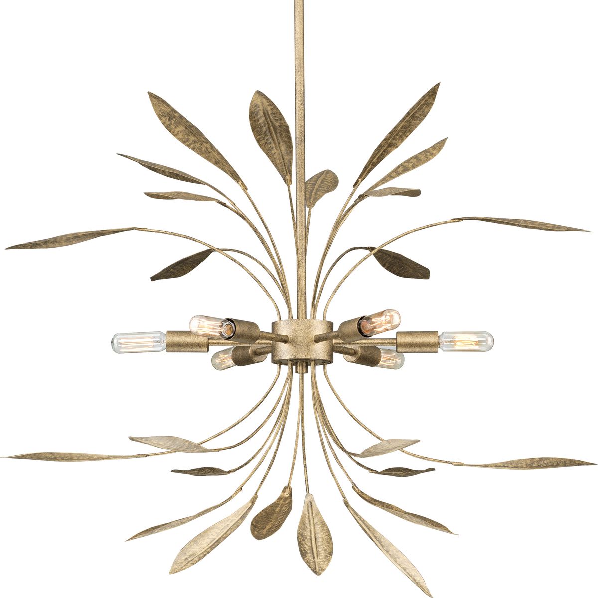 Mariposa Collection Six-Light Antique Gold Hanging Pendant Light - Dry Location Listed