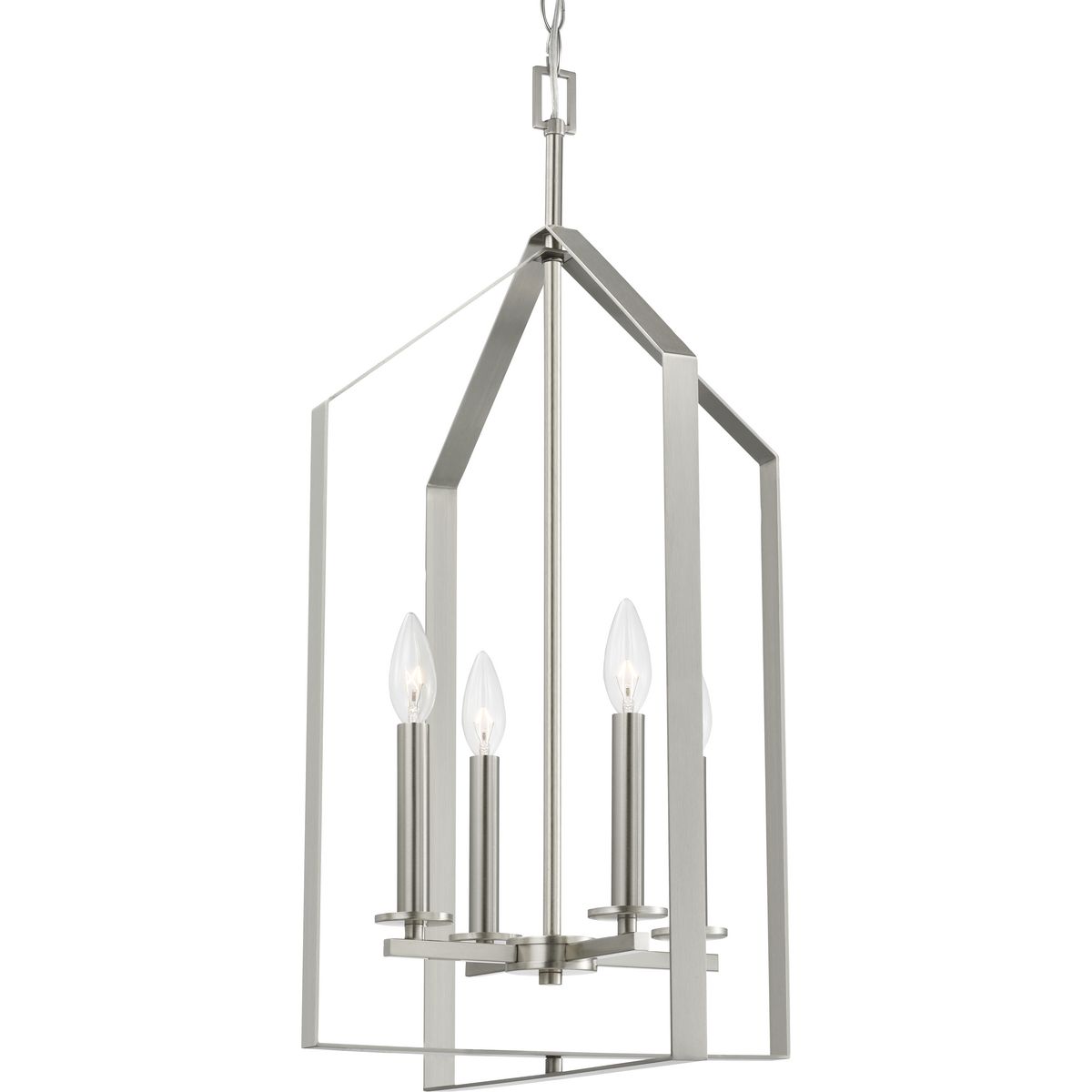 Vertex Collection Four-Light Brushed Nickel Contemporary Foyer Light - Dry Location Listed